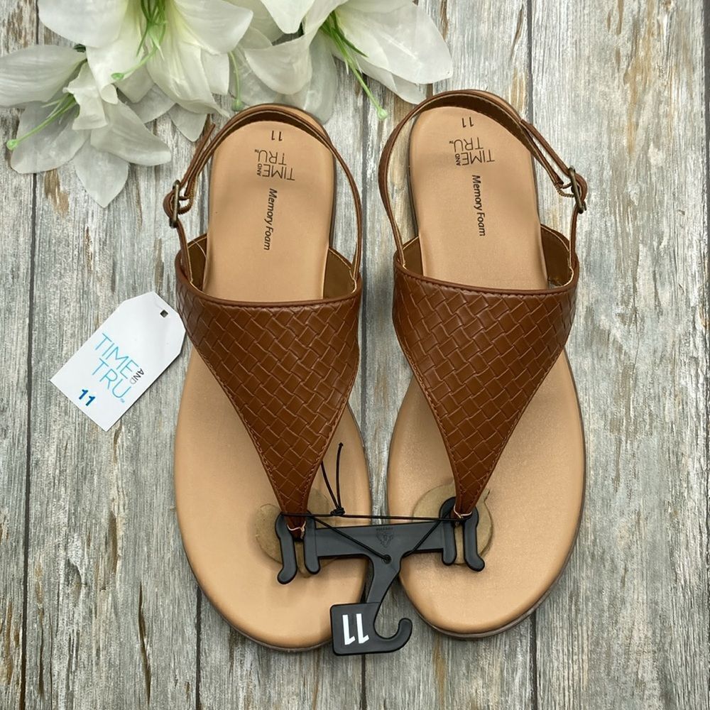 Women's Brown Hooded Flat Thong Sandals Shoes Size 11